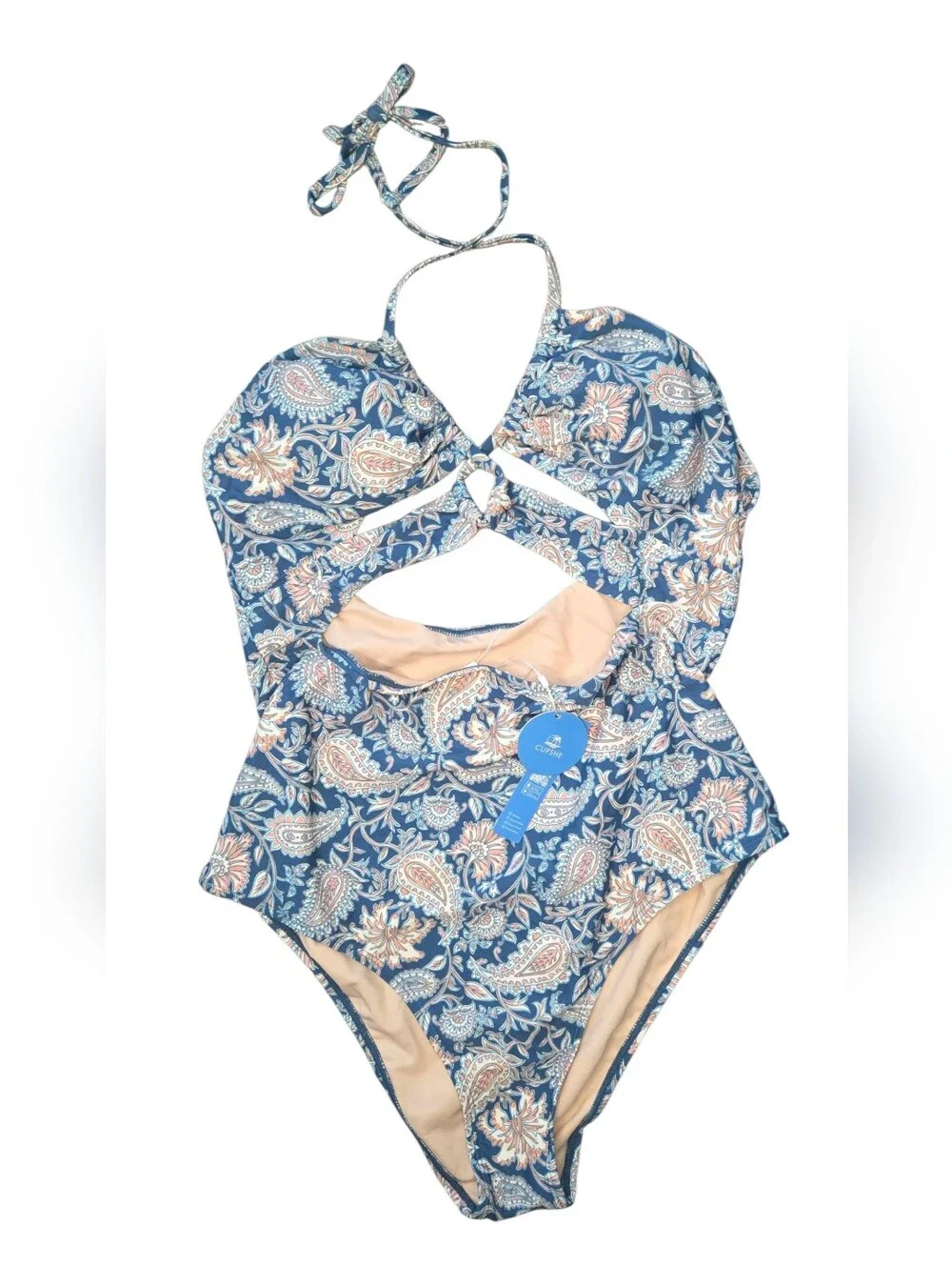 CUPSHE - Laguna Paisley Tunneled Cutout One Piece Swimsuit - Large - Picture 3 of 4